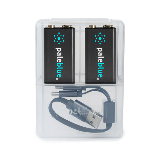 Pale Blue Pile 9V / 6LR61 - avec port USB-C rechargeables