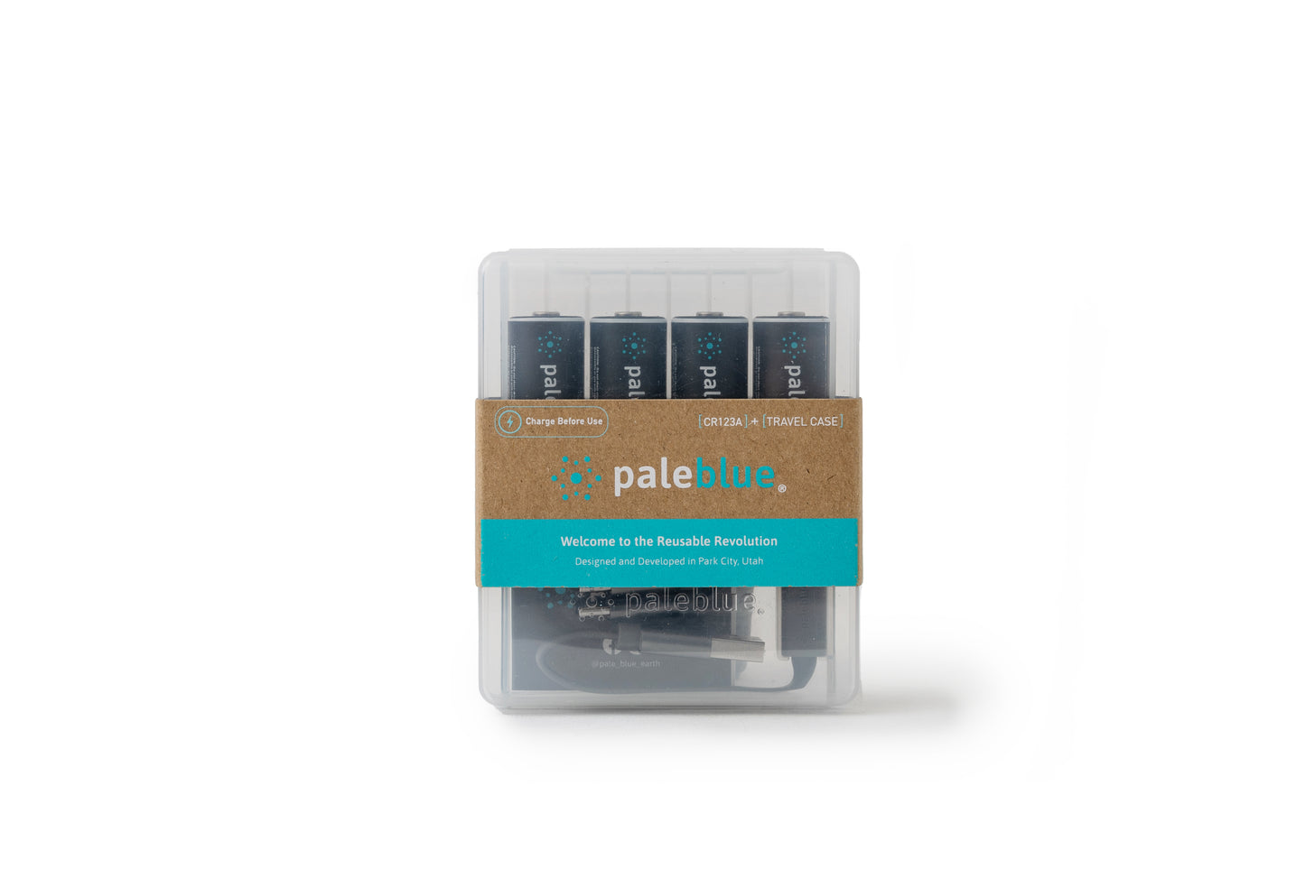 Pale Blue Pile CR123A - with rechargeable USB-C port