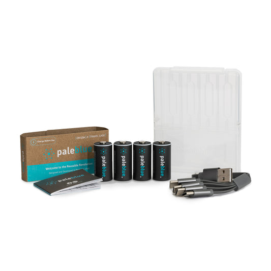 Pale Blue Pile CR123A - avec port USB-C rechargeables