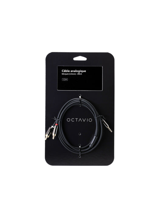 Octavio - Câble Audio Analogique Minijack 3,5mm vers 2RCA - 1,5 mètres
