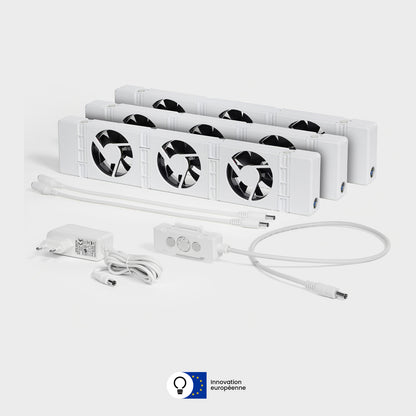 SpeedComfort – Ventilateur pour radiateur (Kit Trio + Automatic Sensor) – Blanc
