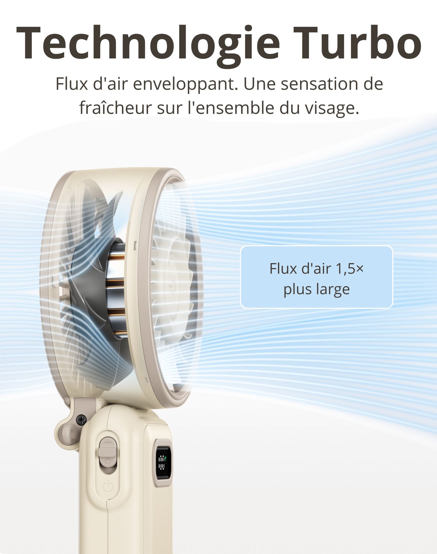 Diveblues Fanzy – Ventilateur portable rechargeable Beige