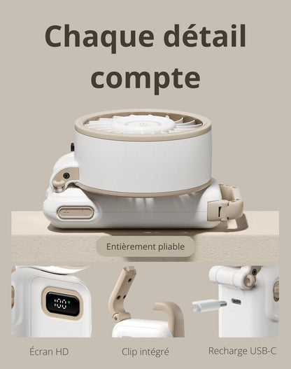 Diveblues Fanzy – Ventilateur portable rechargeable Blanc