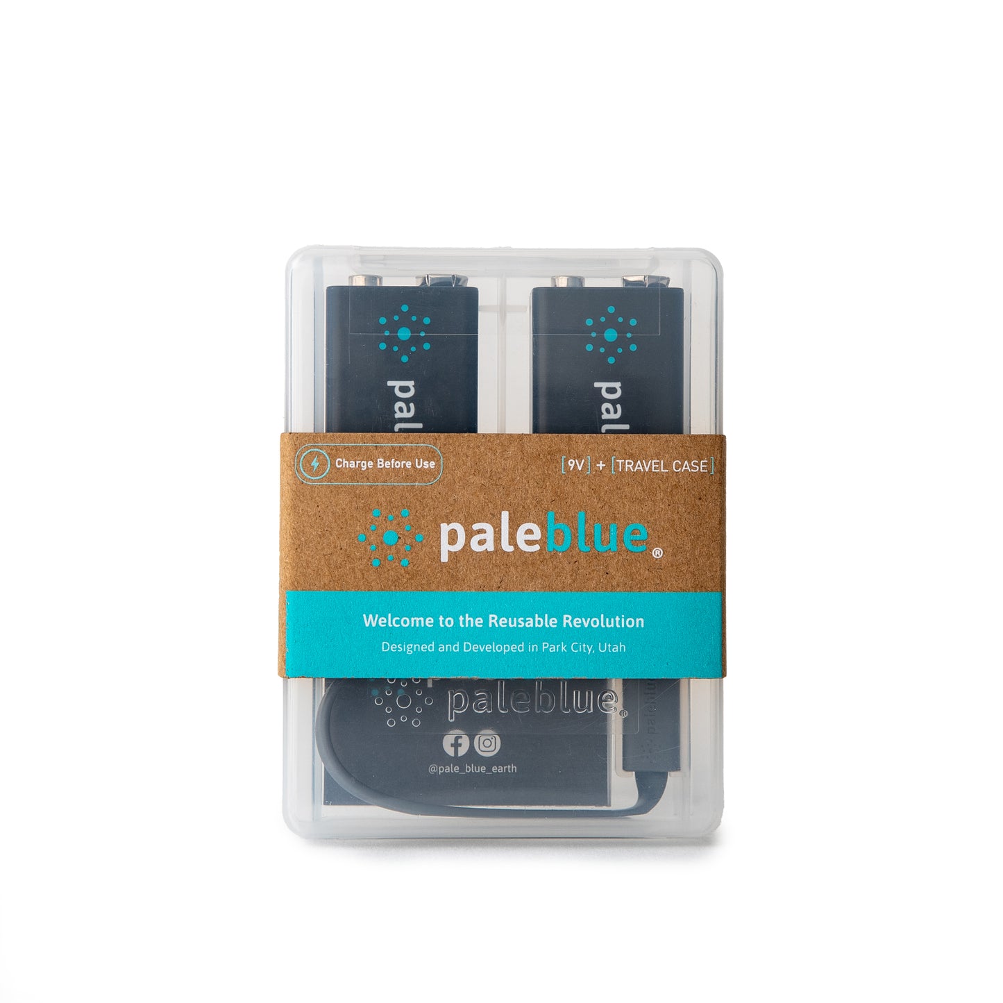 Pale Blue 9V / 6LR61 - with USB-C rechargeable port