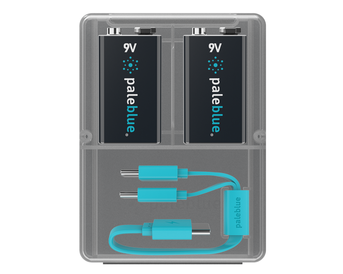 淡蓝色9V/6LR61电池，带USB-C充电端口