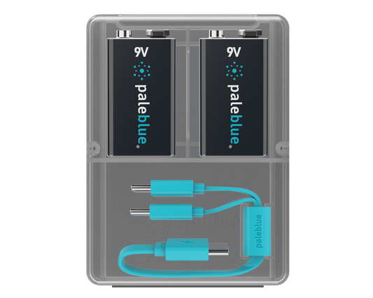 Pale Blue Pile 9V / 6LR61 Voyager Series - Dual port USB-C rechargeables