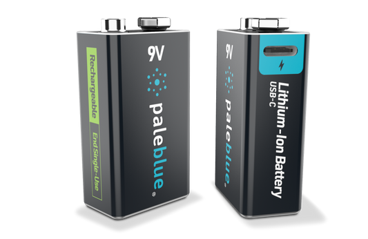 Pale Blue Pile 9V / 6LR61 Voyager Series - Dual port USB-C rechargeables