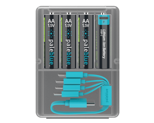 Pale Blue Pile AA / LR06 Voyager Series - Dual port USB-C rechargeables