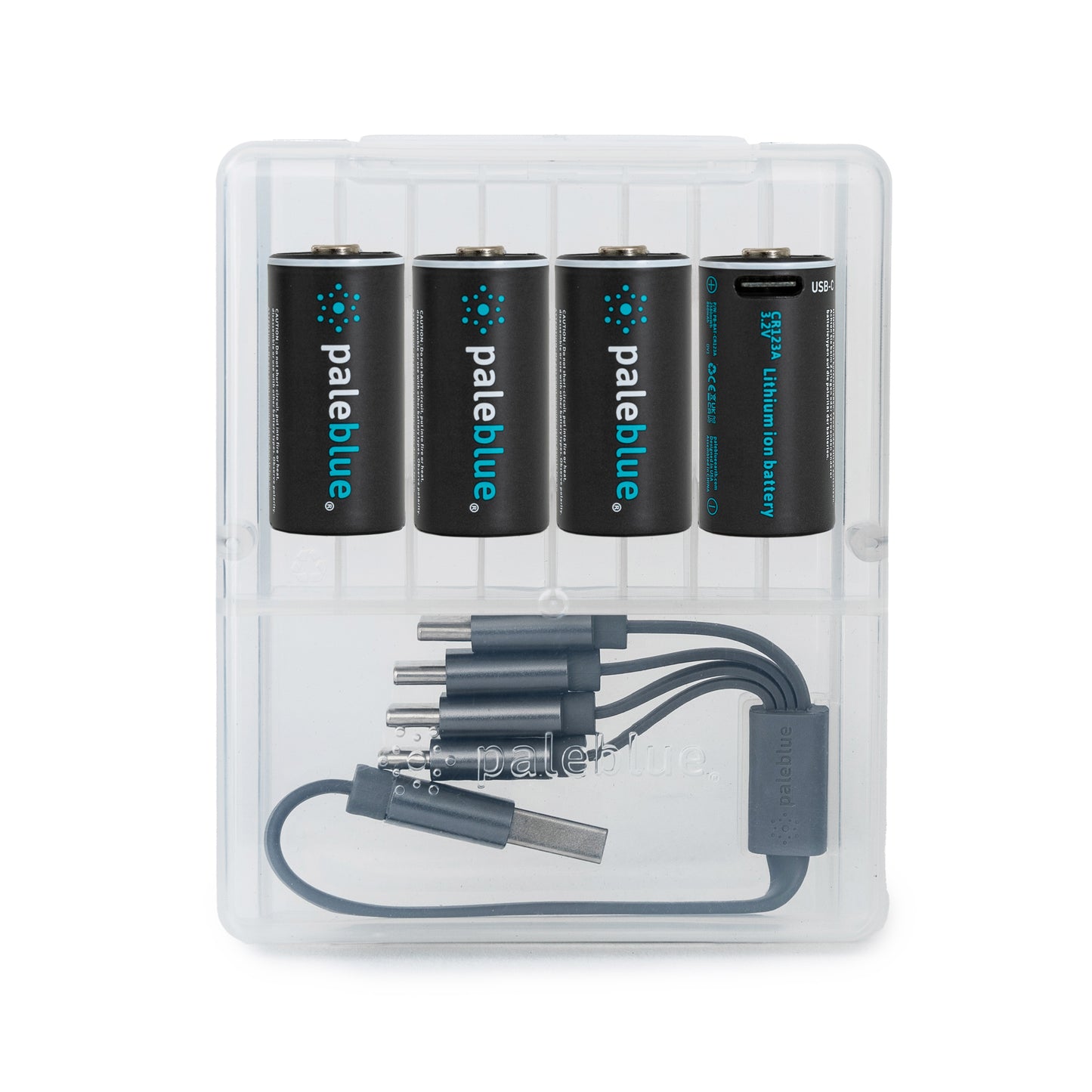 Pale Blue Pile CR123A - with rechargeable USB-C port