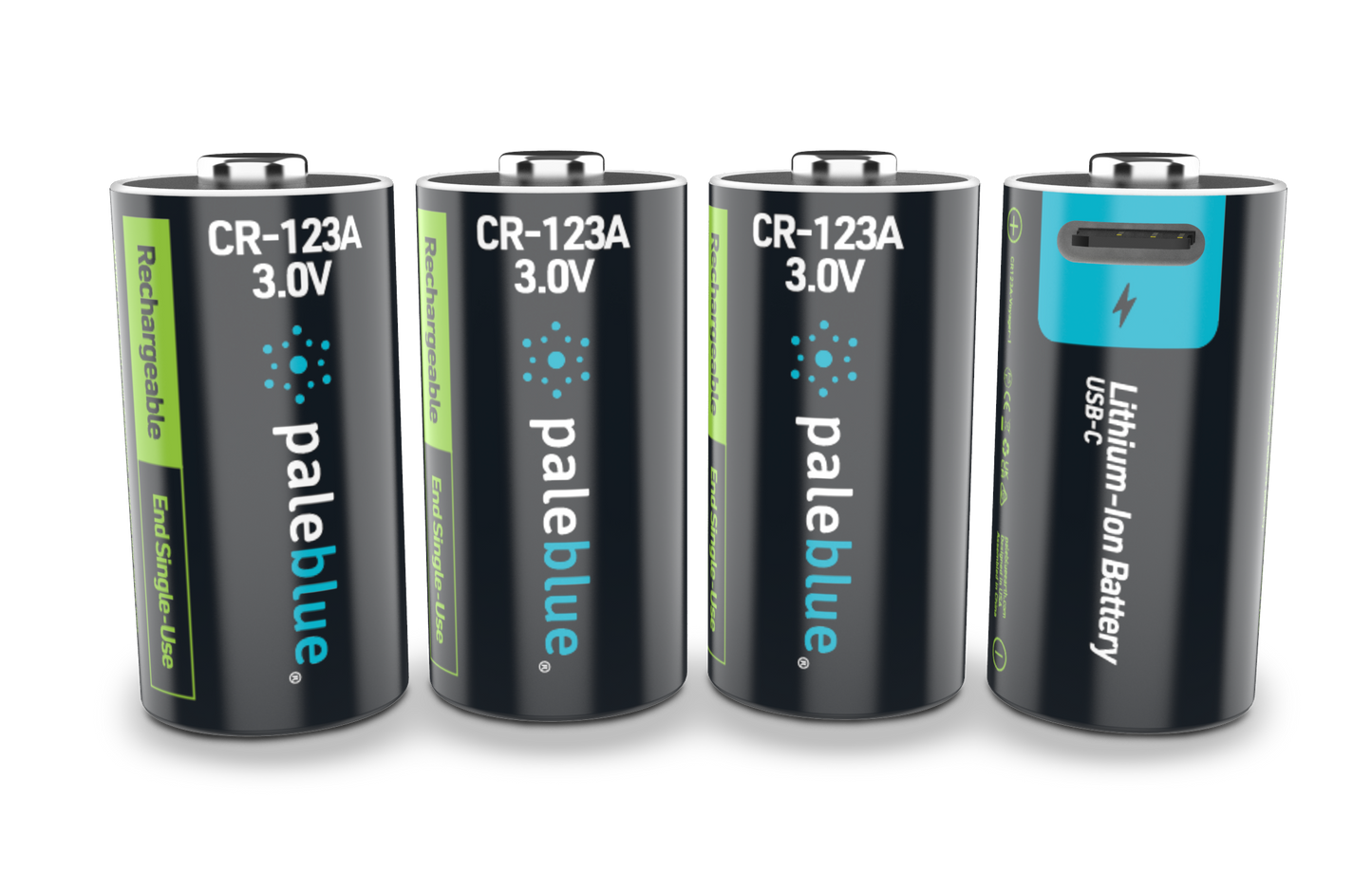 Pale Blue Pile CR123A - with rechargeable USB-C port