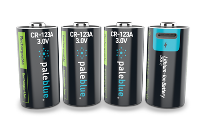 Pale Blue Pile CR123A Voyager Series - Dual port USB-C rechargeables