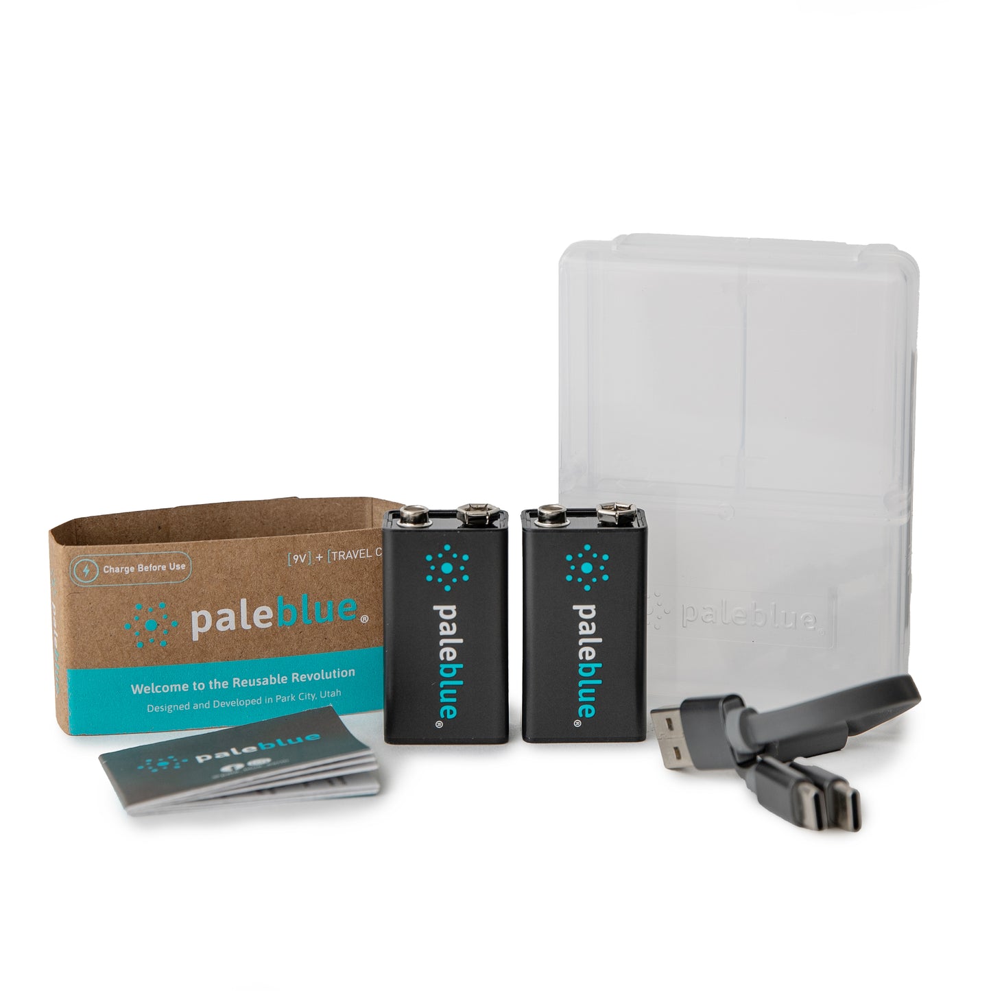 Pale Blue 9V / 6LR61 - with USB-C rechargeable port