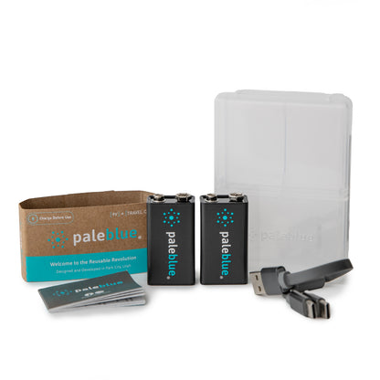 Pale Blue Pile 9V / 6LR61 - avec port USB-C rechargeables