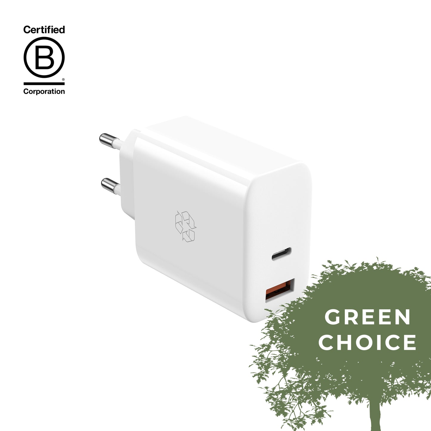 Chargeur USB 65W GaN – Double port & recyclé | ËSSENTIALS