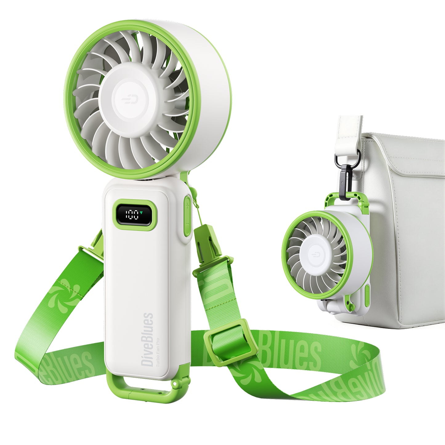 Diveblues Fanzy – Ventilateur portable rechargeable Vert