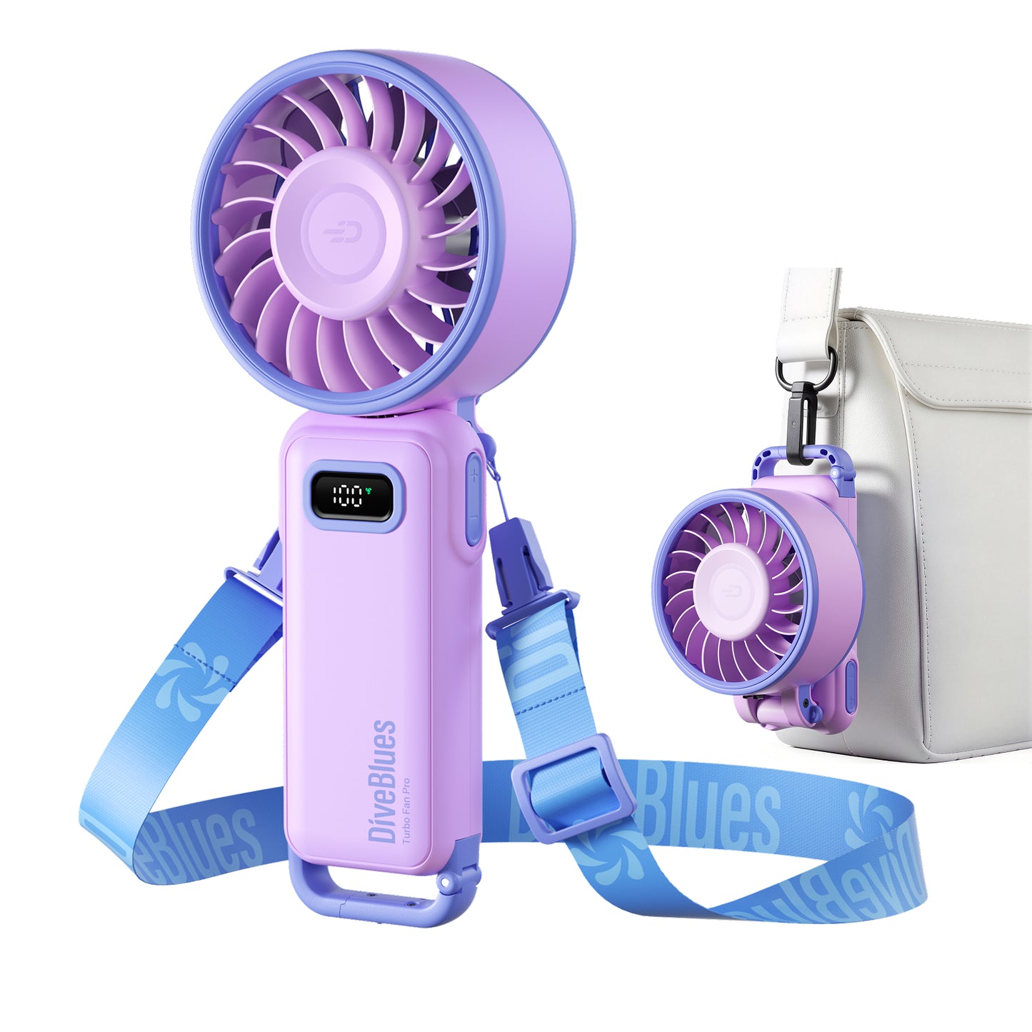 Diveblues Fanzy – Ventilateur portable rechargeable Violet