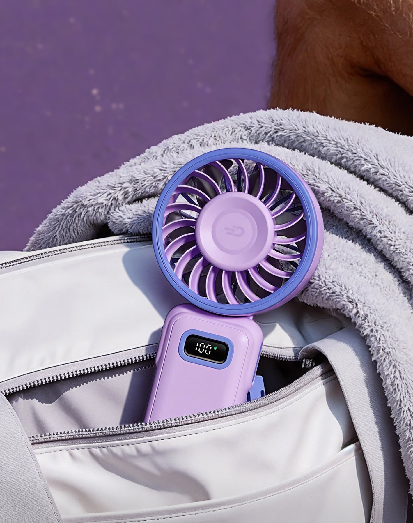 Diveblues Fanzy – Ventilateur portable rechargeable Violet