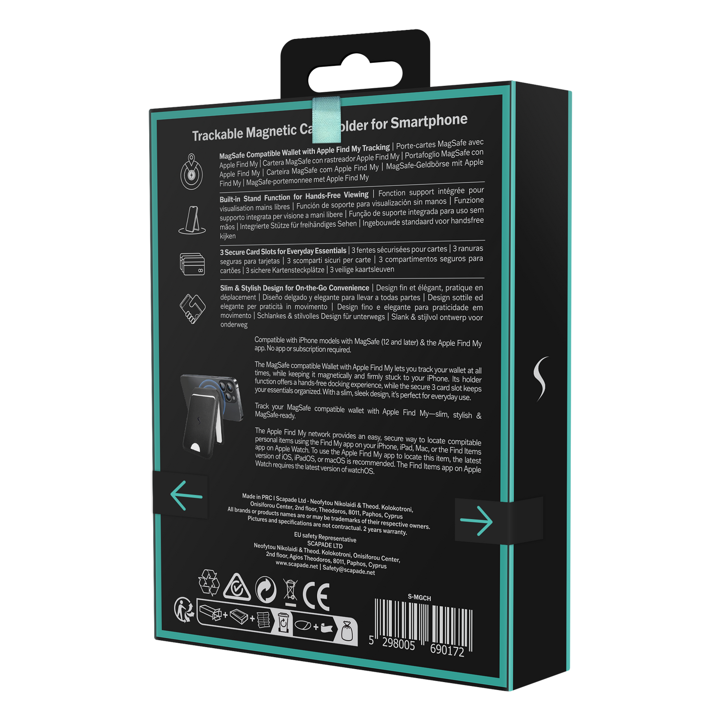 Scapade MagCard Pro – Porte-cartes MagSafe connecté avec Apple Find My