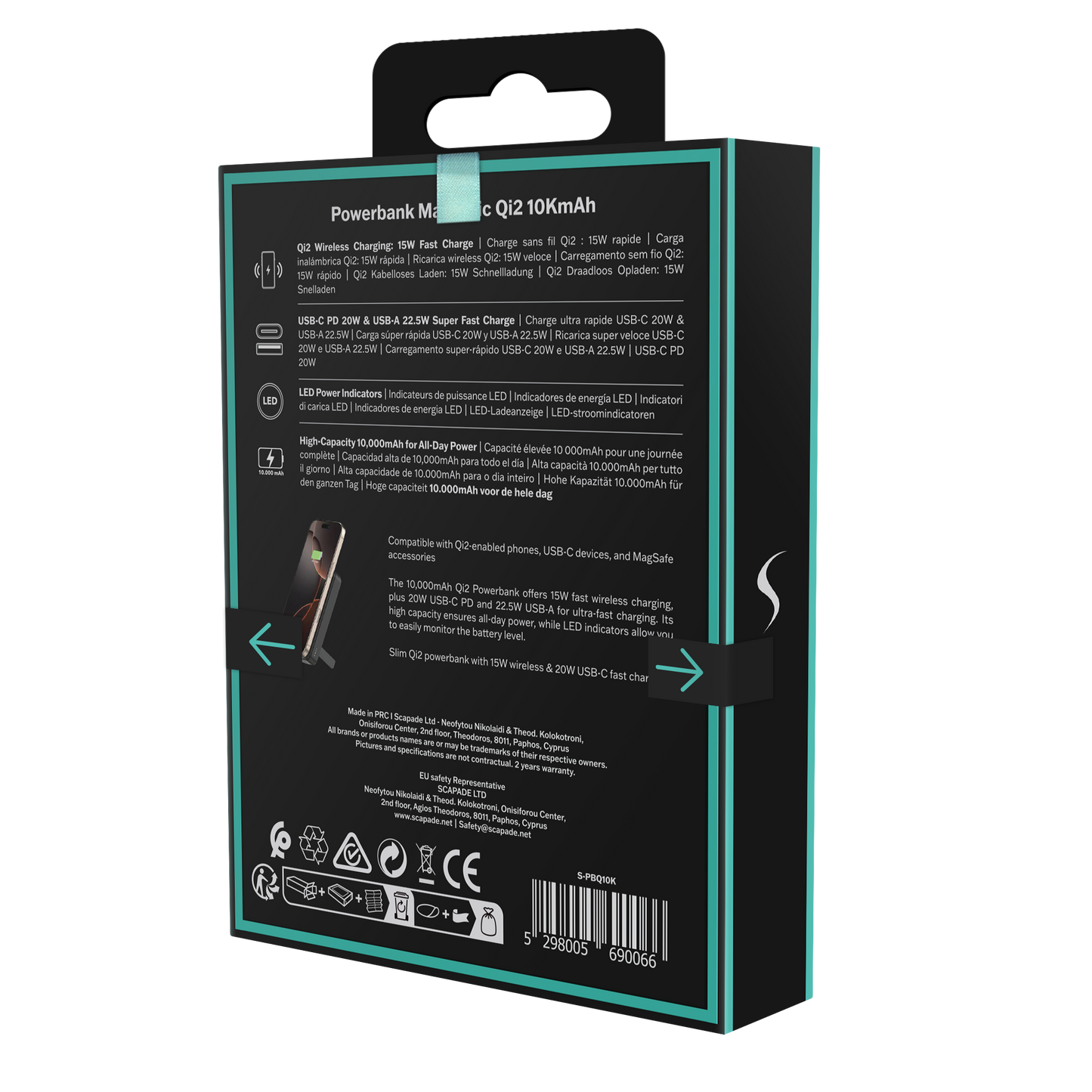 Scapade MagPower Max – Qi2 10,000 mAh Magnetic Power Bank