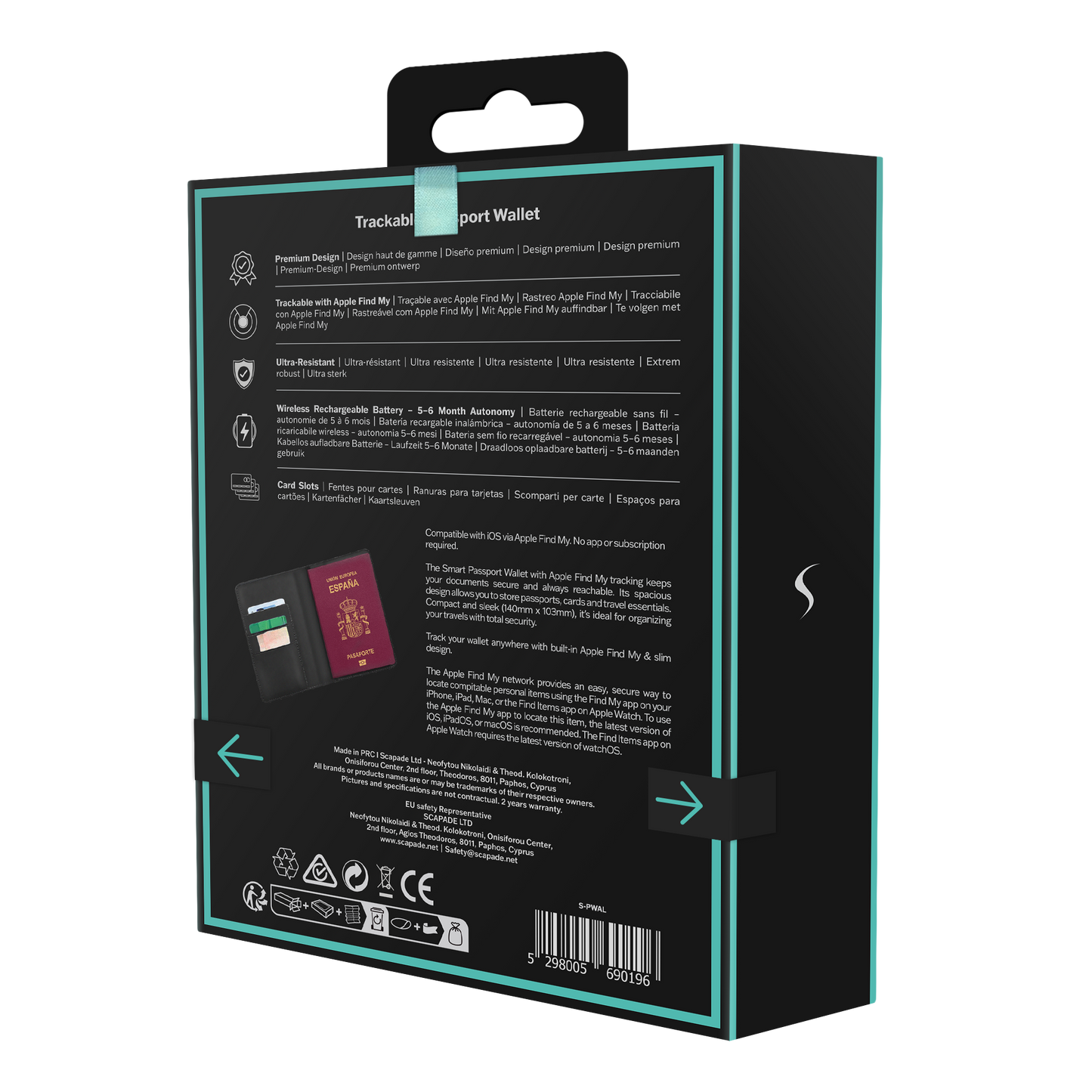 Scapade AirPass – Porte-passeport connecté avec Apple Find My