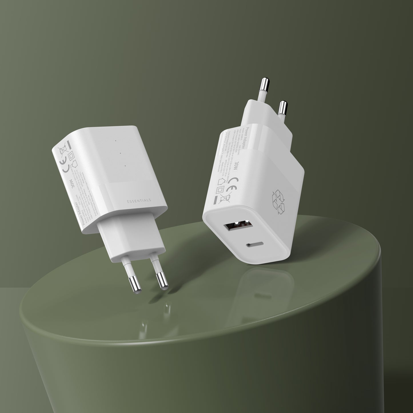 Upström ESSENTIALS - 30W USB-A & USB-C Charger - Compact & Recycled