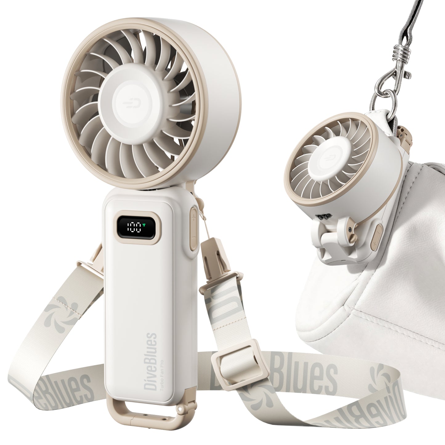 Diveblues Fanzy – Ventilateur portable rechargeable Blanc