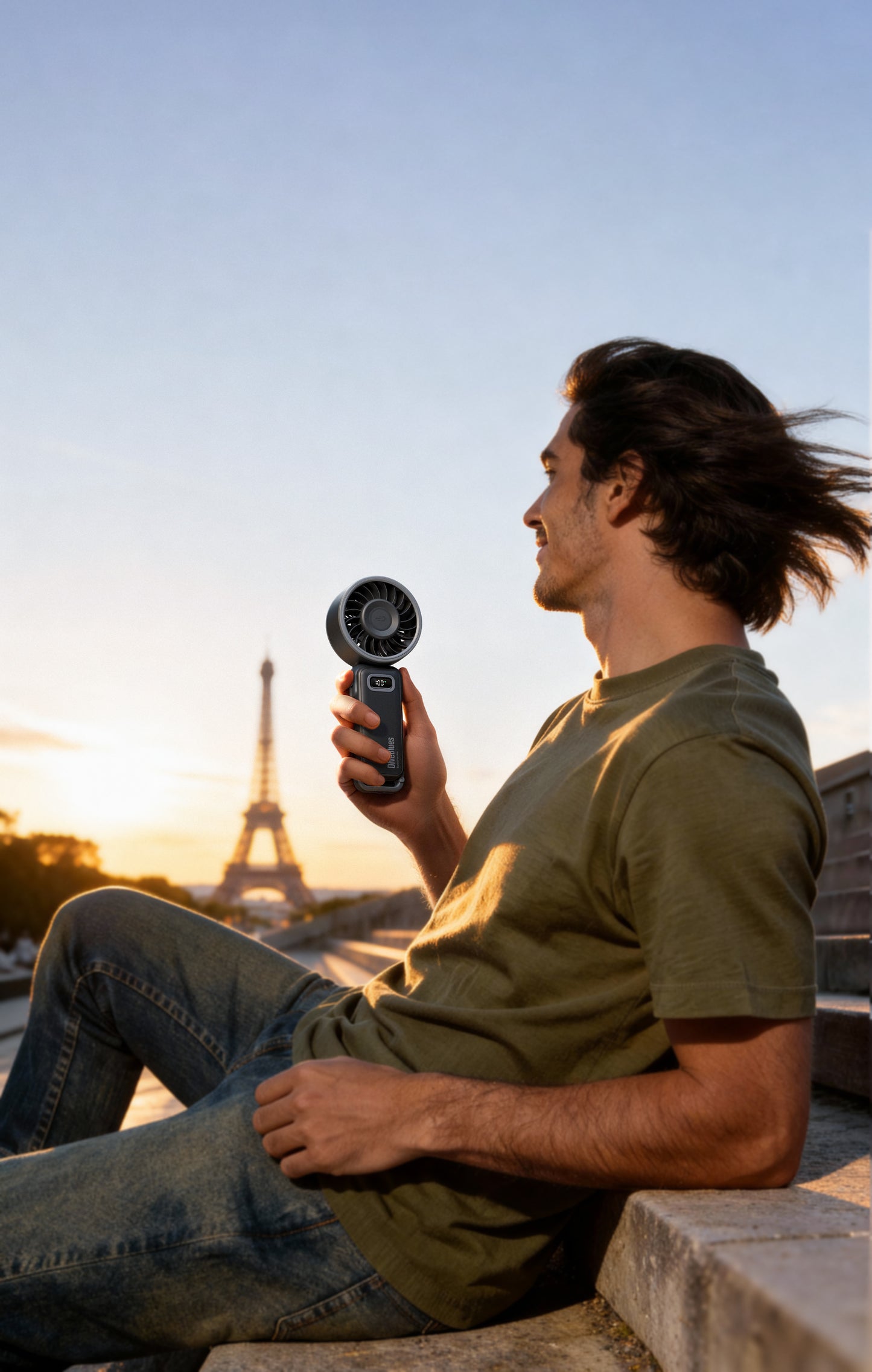 Diveblues Fanzy – Ventilateur portable rechargeable Noir